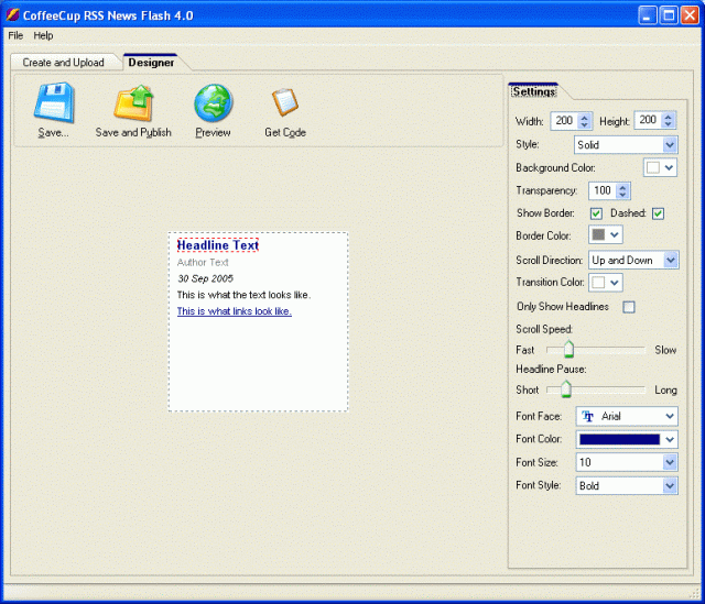 CoffeeCup RSS News Flash Screenshot